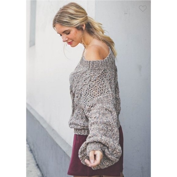 Cable Knit Over The Shoulder Sweater - Picture 2 of 7